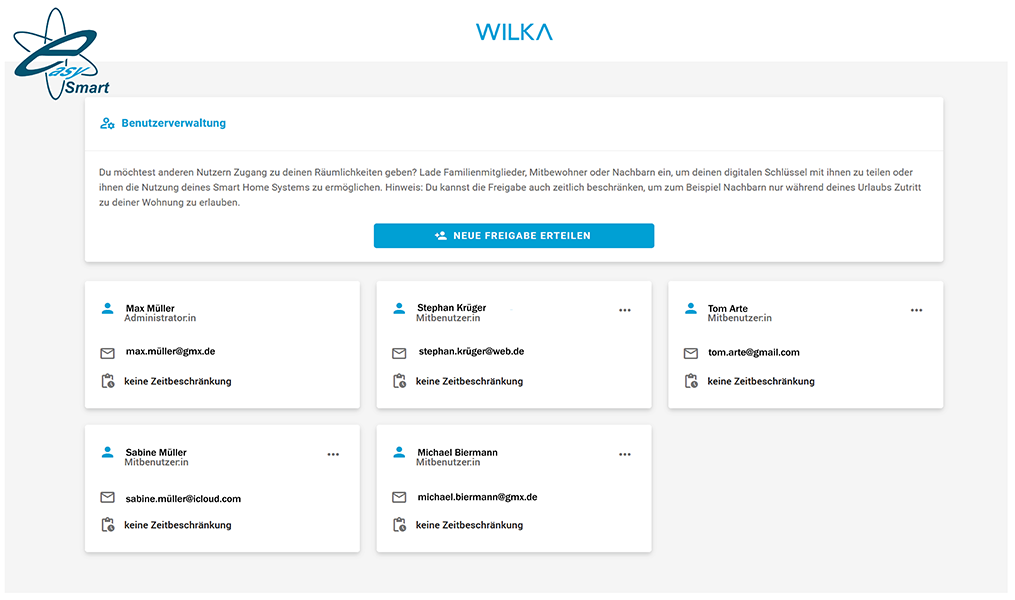WILKA easySmart Benutzerverwaltung